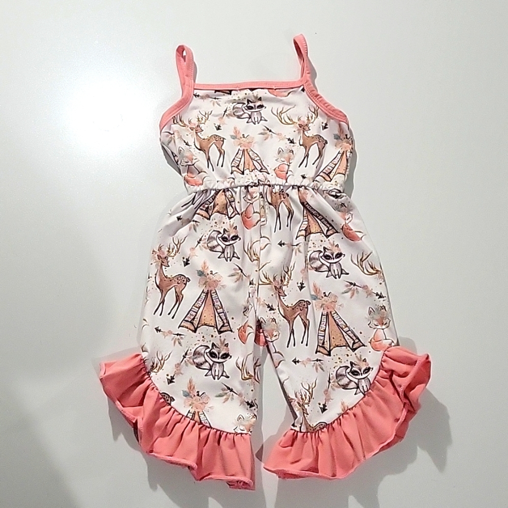 JoJo's Custom Designs Forest Animals Romper Sz 6-12 mo. - Picture 5 of 5